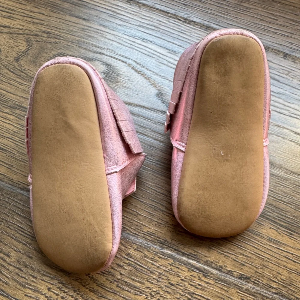 Pink Fringe Kids Moccasins